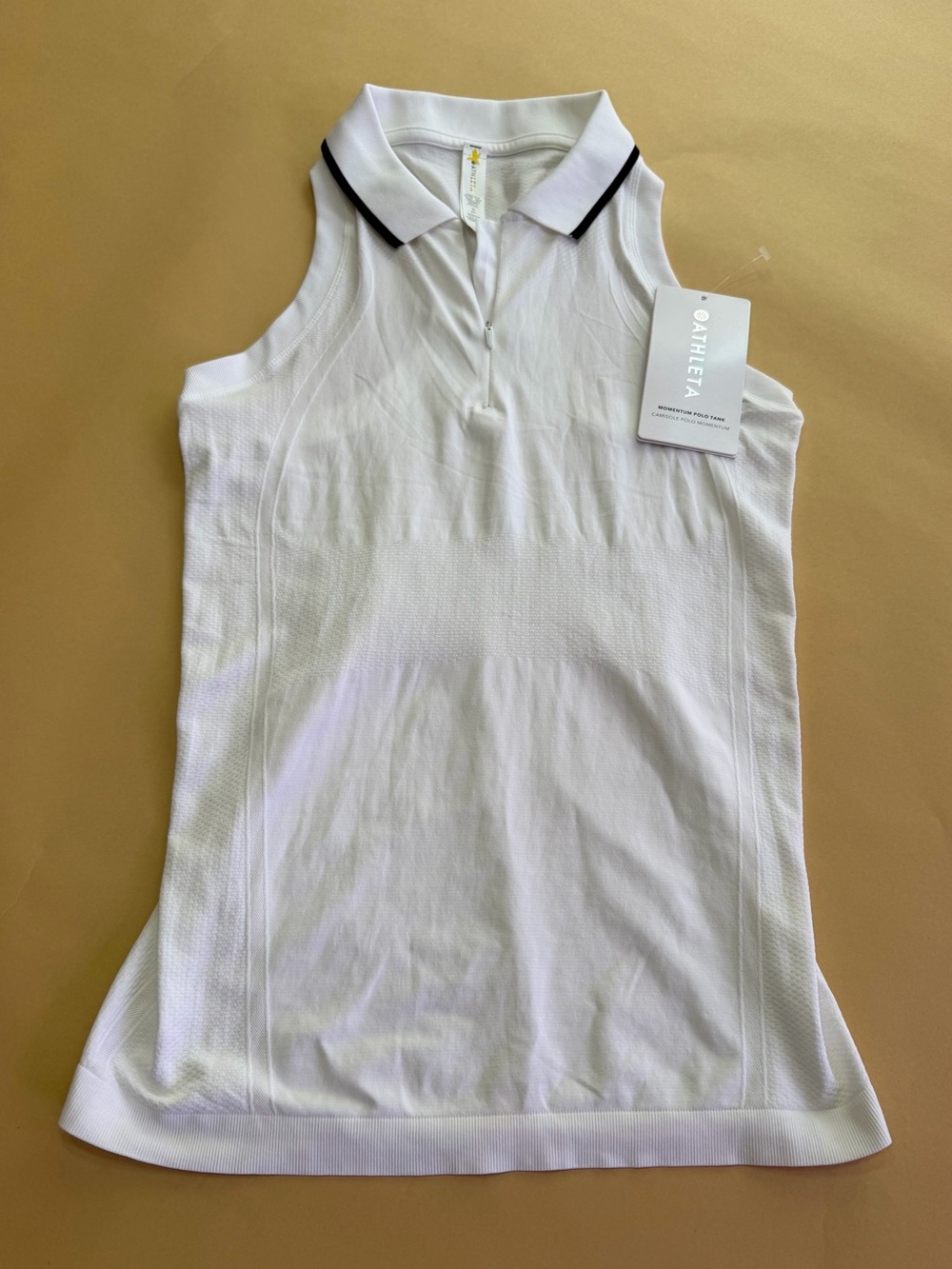NWT Athleta Momentum Polo Tank White XS Sports Seamless Anti-Odor